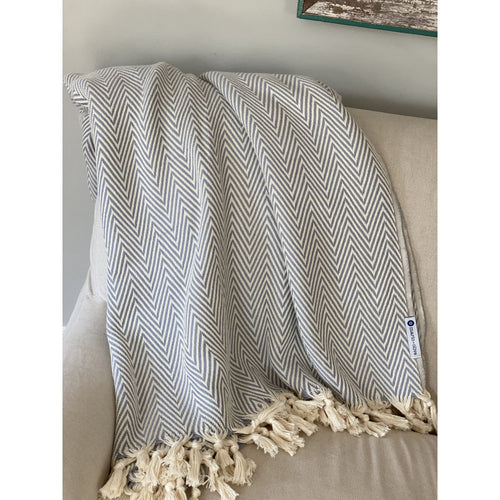 Cappadocia Blanket - Light Gray Chevron - Blankets